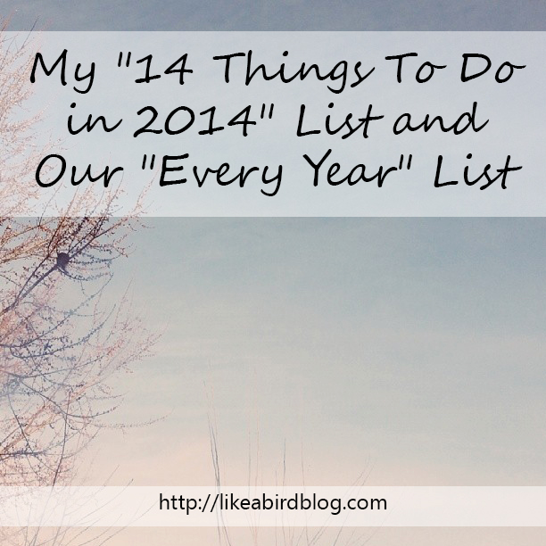 My "14 Things To Do in 2014" List and Our "Every Year" List 