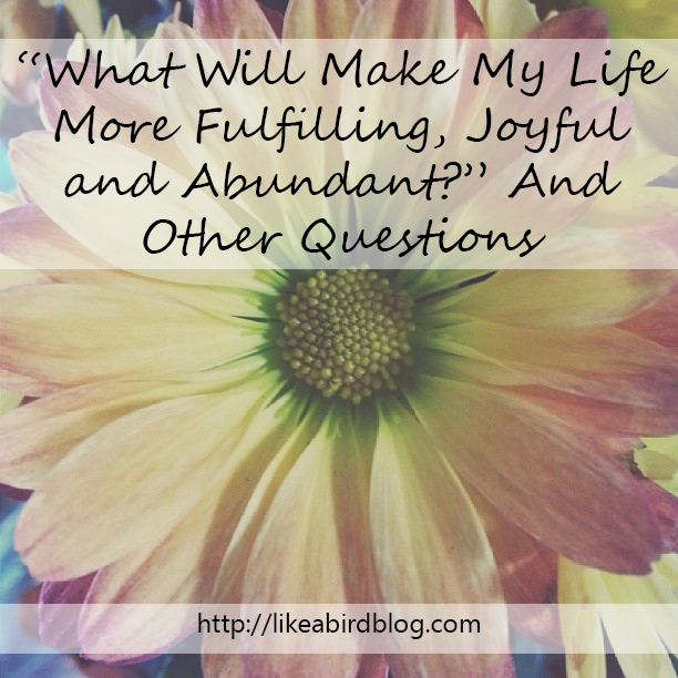 “What Will Make My Life More Fulfilling, Joyful and Abundant?” And Other Questions